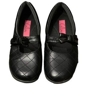 Girl’s Celia Black Quilted Mary Jane Shoes - Size 2